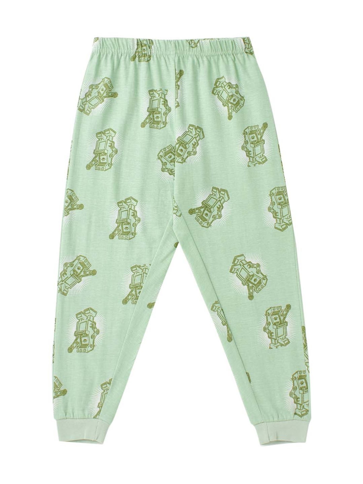 Cub McPaws Boys Green Cotton Printed Full Sleeves T-Shirt Set