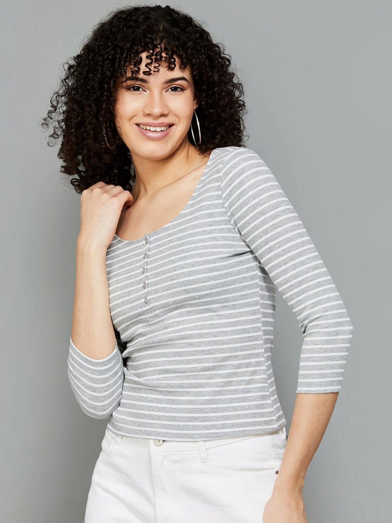 Fame Forever by Lifestyle Grey Striped Top