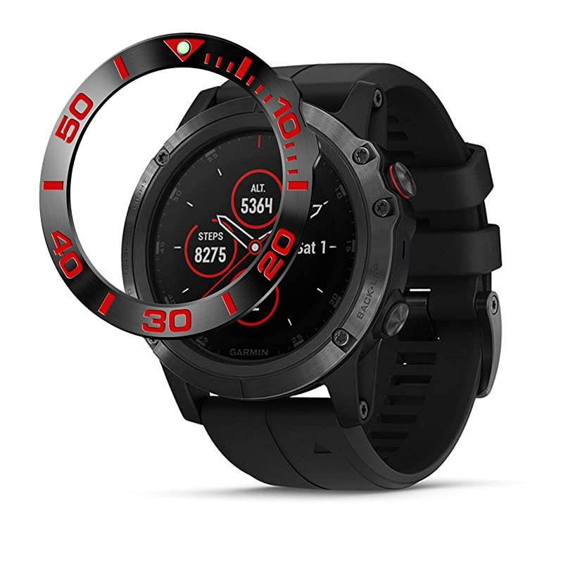 Stainless Steel Bezel Ring Compatiable with Garmin Fenix 5X Plus Bezel Ring Adhesive Cover Anti Scratch & Collision Protector for Garmin Watch Accessory (Black - Not Fit Fenix 5 / 5X)