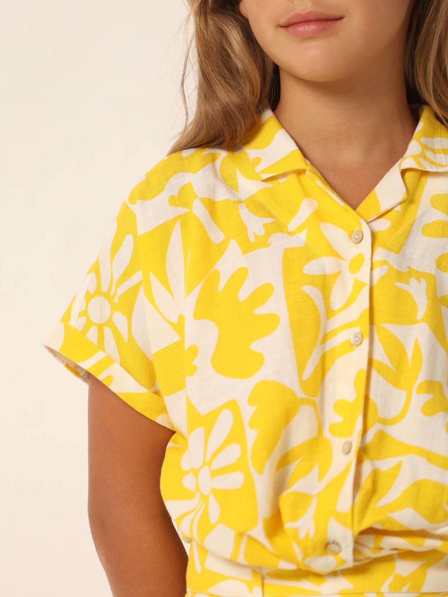 VERO MODA GIRL Yellow & White Printed Shirt