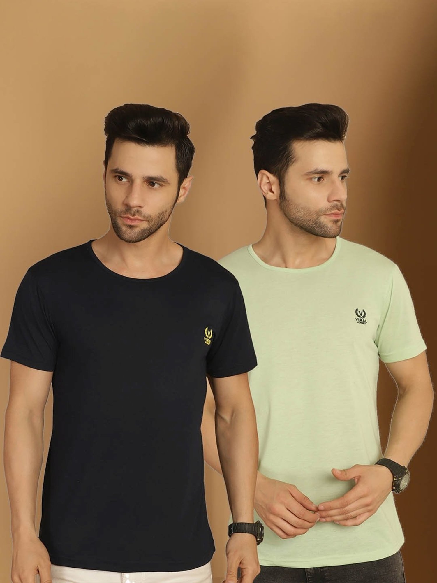 Vimal Jonney Green & Navy Regular Fit T-Shirt