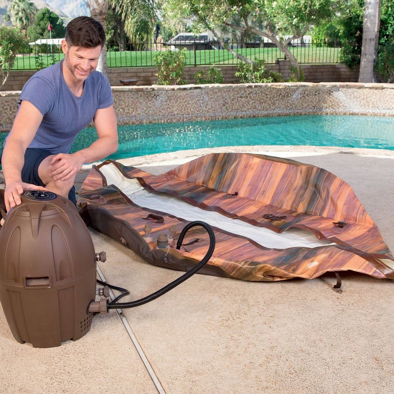 Bestway 54190E SaluSpa Helsinki 7 Person Portable Inflatable Round Hot Tub Spa with 81 Air Jets, Cover, Pump, and Integrated Filter, Wood Print