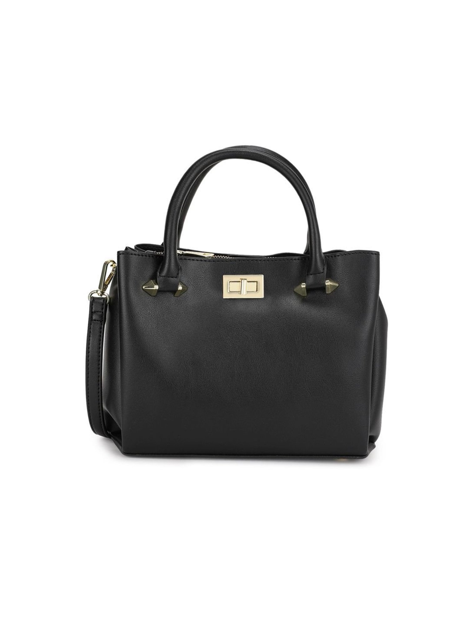 Tyra Olivia Black Solid Faux Leather Handbag
