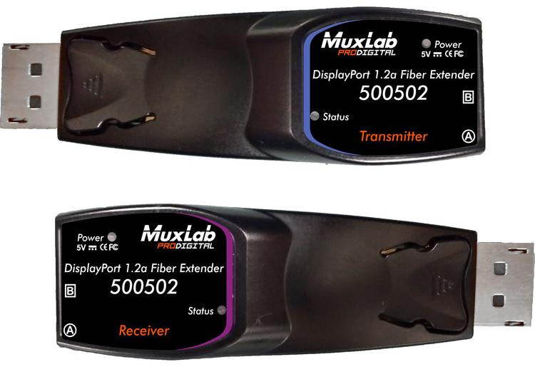 MuxLab 500502 DisplayPort 1.2a WQUXGA Fiber Extender Kit (330')  w/2-Yr Warranty