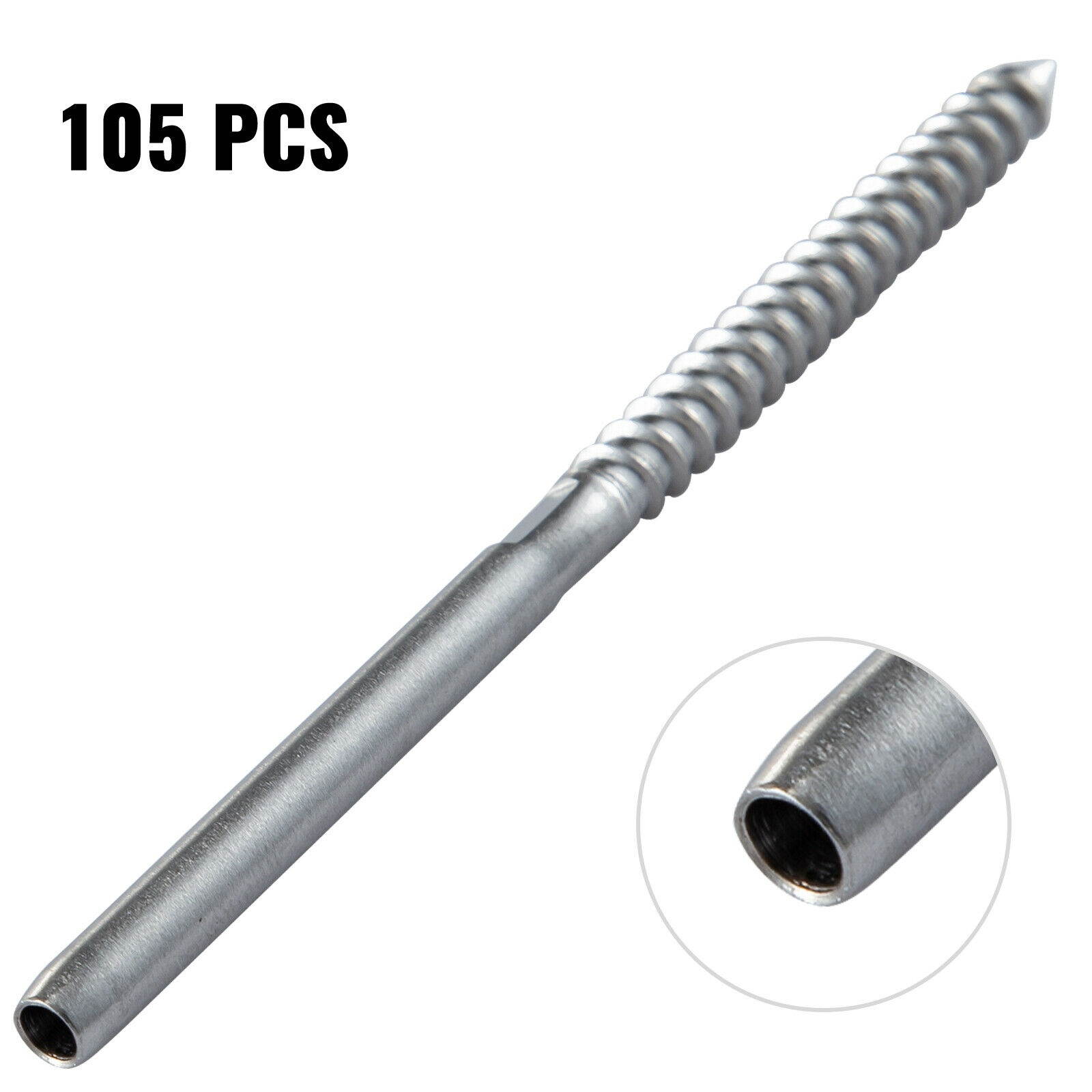 105 pack Cable Railing Swage T316 Stainless Steel Railing 3/16'' Lag Screw End