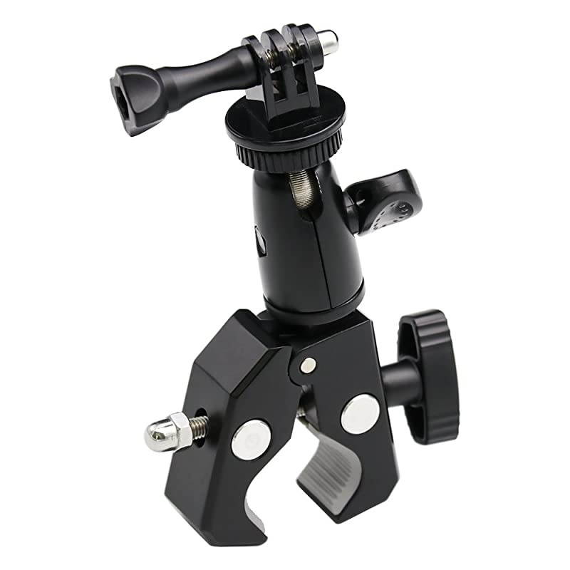 Camera Motorcycle Mount for Gopro, 360 Rotation Metal Action Camera Clamp Holder with 1/4-20 Thread for Moto Bike Bicycle Handlebar, for GoPro Hero 9 8 7 6 5 4 Black, SJCAM, Canon, DSLR etc