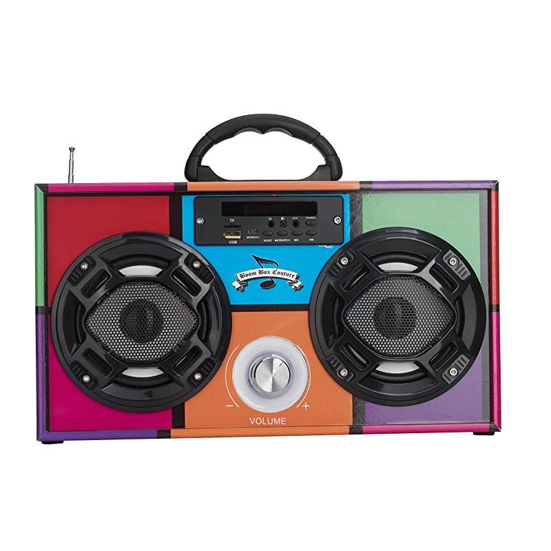 Mini Boombox with LED Speakers Retro Bluetooth Speaker wEnhanced FM Radio Perfect for Home and Outdoor Retro Multi