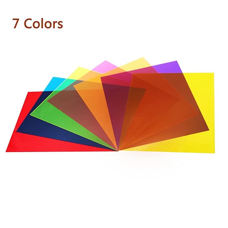 Pack Colored Overlays Transparency Color Film Plastic Sheets Correction Gel Light Filter Sheet, 8.5 by 11 Inch,7 Assorted Colors