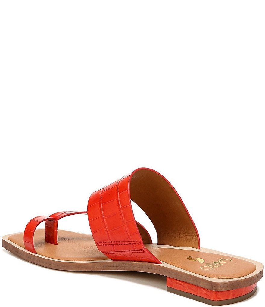 Sarto by Franco Sarto Ediana Croco Print Leather Toe Ring Square Toe Sandals