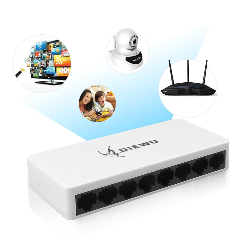 10/100/1000Mbps 8 Port Gigabit Network Switch Gigabit Ethernet Network Switcher RJ45 Lan Hub High Performance Ethernet EU Plug