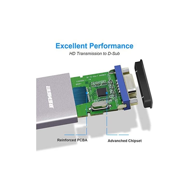 DisplayPort to VGA  DisplayPort to VGA Adapter Male to Female GoldPlated Cord Compatible for Lenovo Dell HP and Other Brand