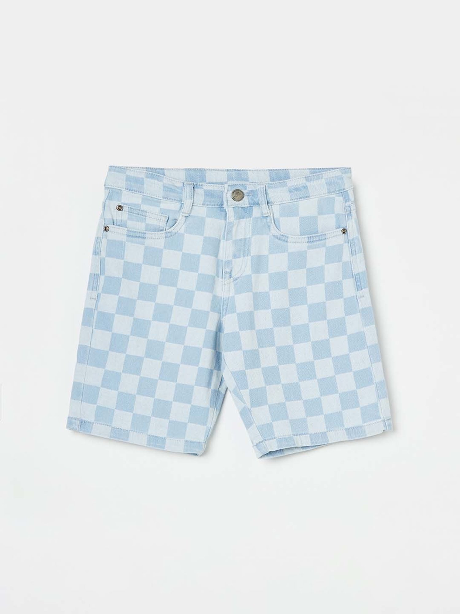 Fame Forever by Lifestyle Kids Blue Cotton Chequered Shorts