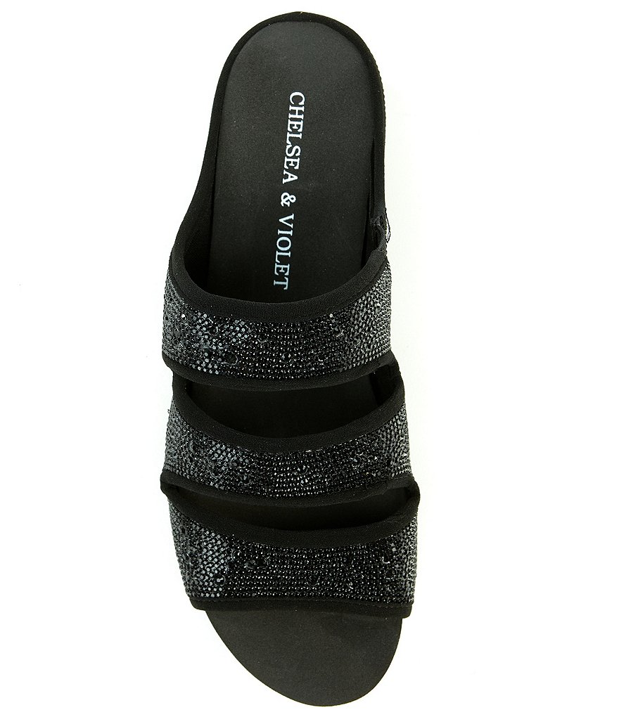 Chelsea & Violet Mel Rhinestone Embellished Three-Band Wedges
