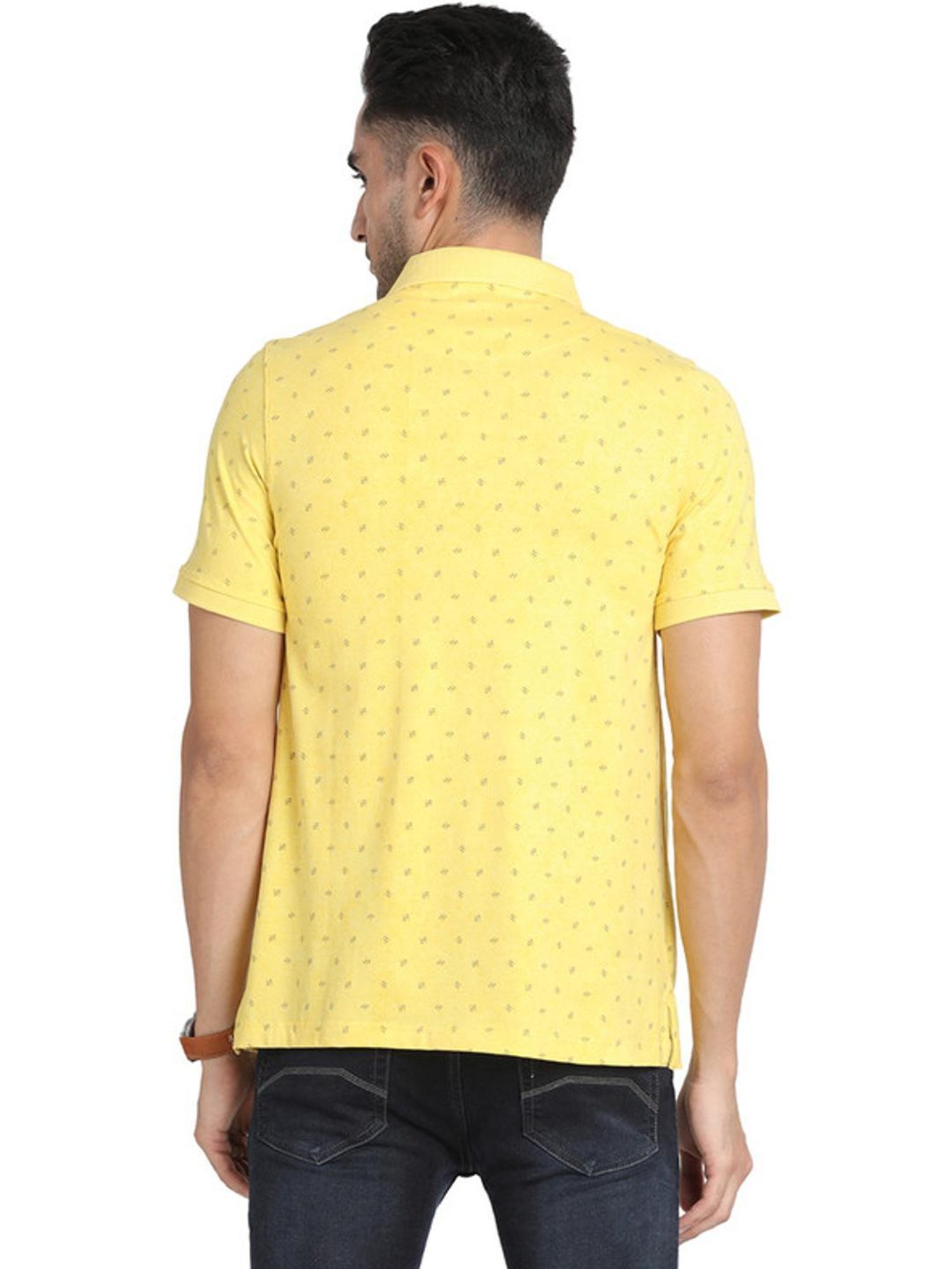Turtle Yellow Slim Fit Printed Polo T-Shirts