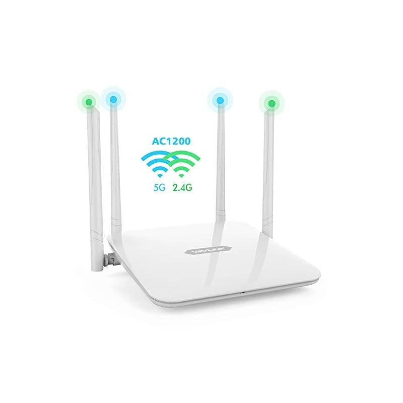 1200Mbps High Power Long Range Wireless Wi Fi Router AC1200 Dual Band 5Ghz+2 4Ghz Smart WiFi Router High Speed WiFi Box with High Power Amplifiers PA+LNA 2 x 2 MIMO 5dBi Antennas