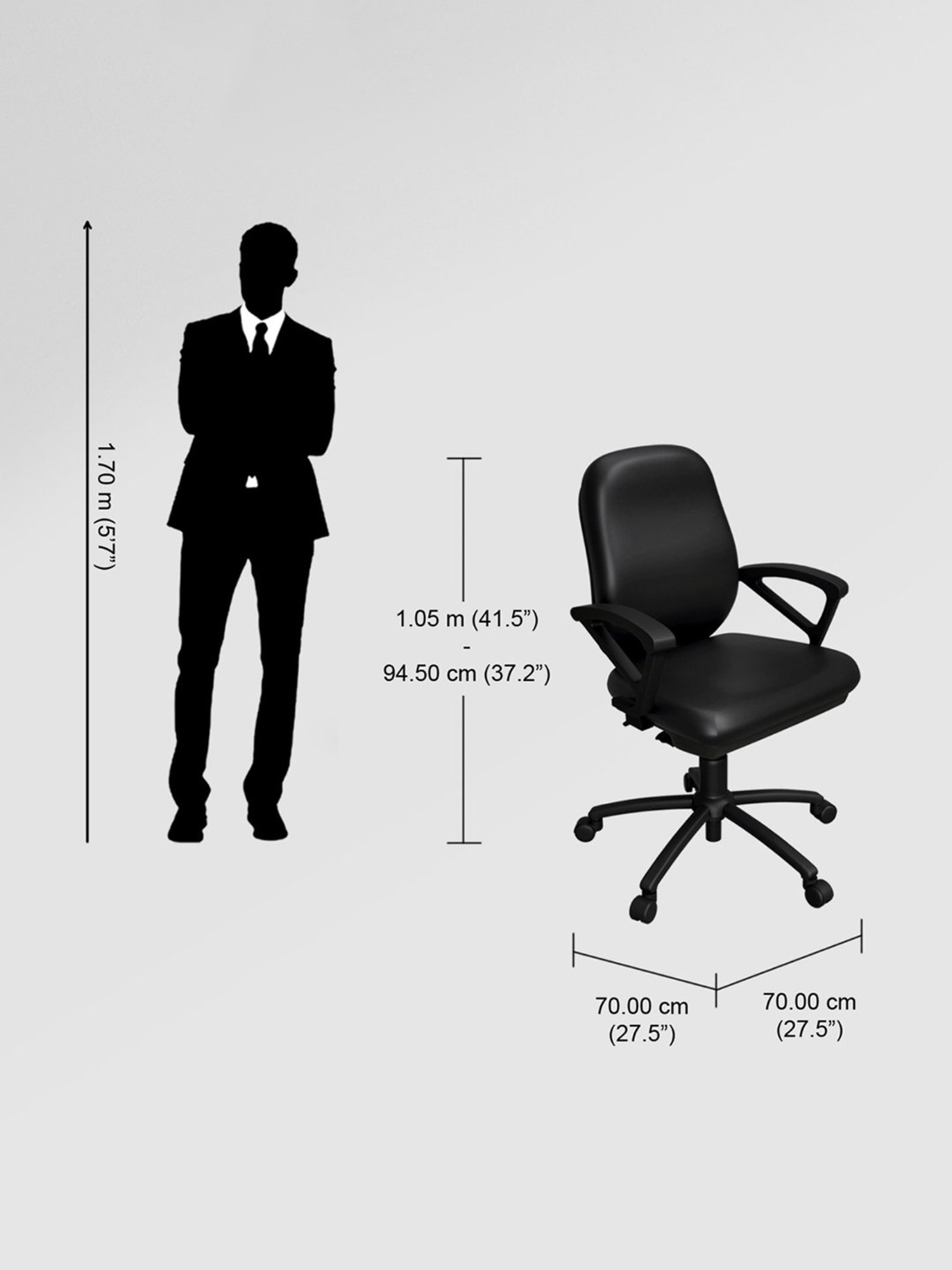 Godrej Interio Virtue Black Mild Steel Leatherette Study Chair