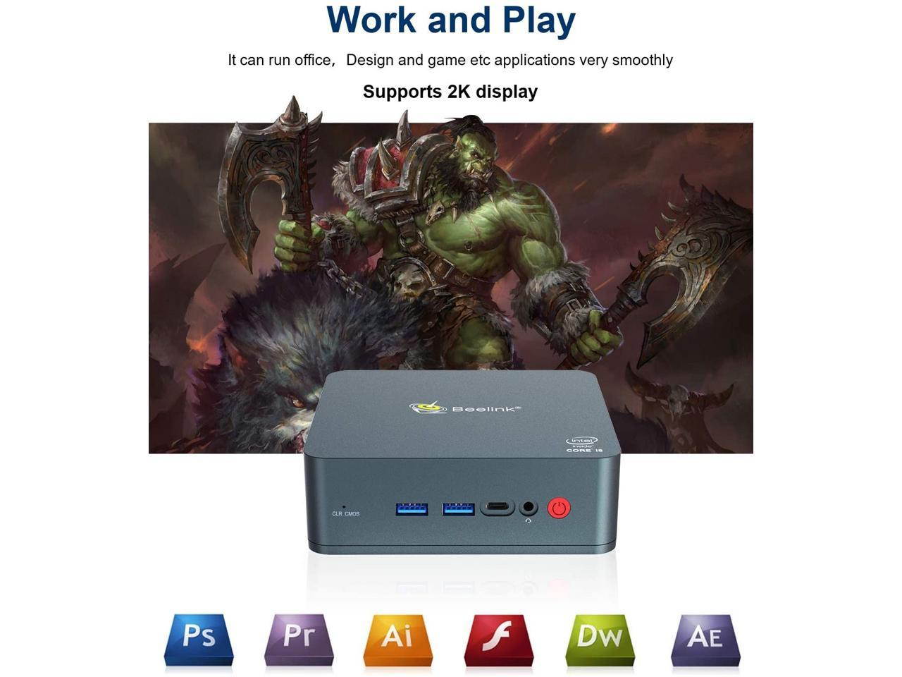 Beelink U57 Mini PC Windows 10 Pro High Performance Computer Intel Core i5-5257u (up to 3.10 GHz) 8GB RAM 512GB SSD, 2.4G/5G WiFi, Gigabit Ethernet, BT4.2, Dual HDMI, Expandable 2.5-inch HDD 1TB SSD