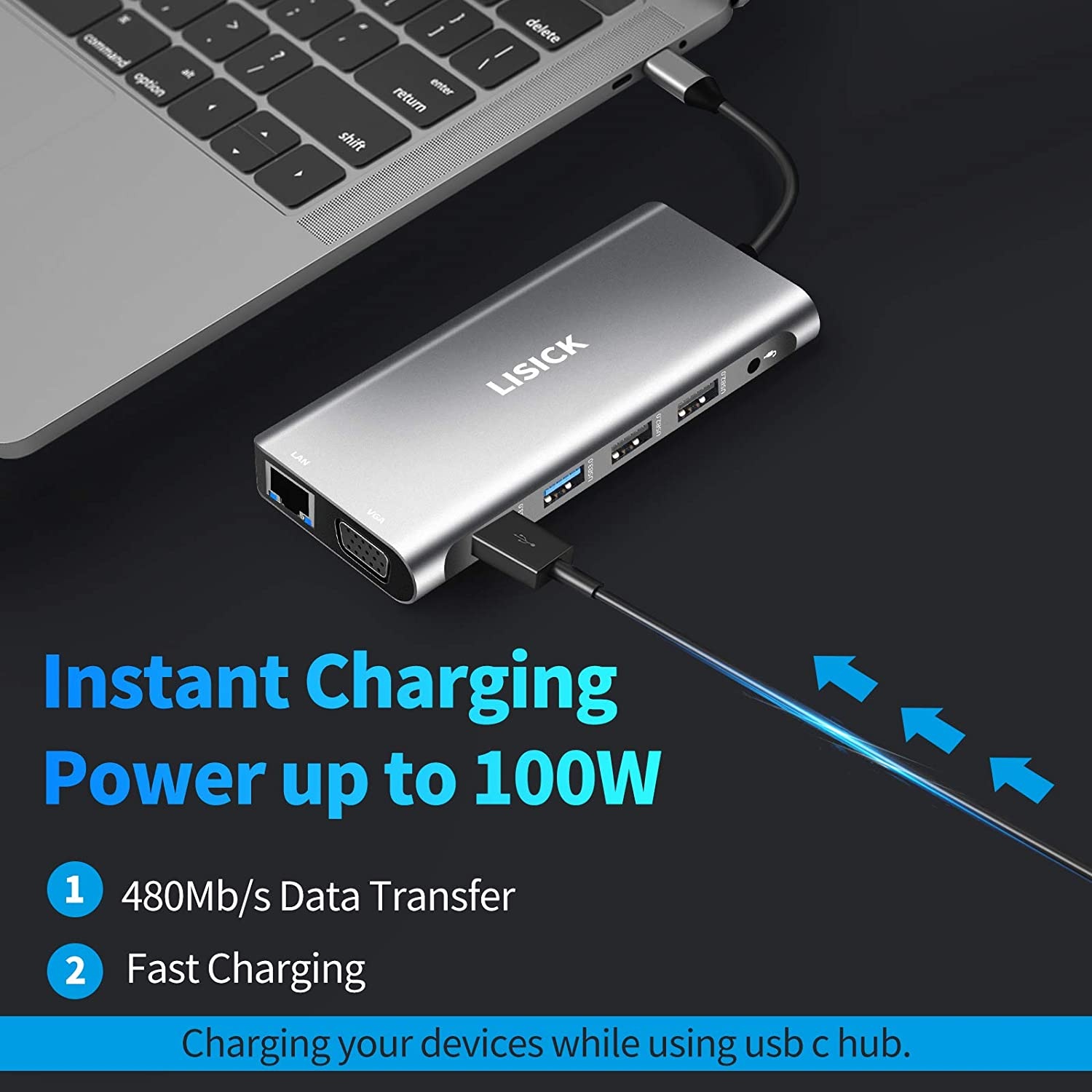 USB C Hub 12-in-1 Type C Hub Adapter with 4K HDMIVGA2 USB 3.02 USB 2.0100W PDRJ45 EthernetUSB-C Data Port and SD/TF Docking Station and Audio/Mic for MacBook/Pro/Air USB C Docking Station