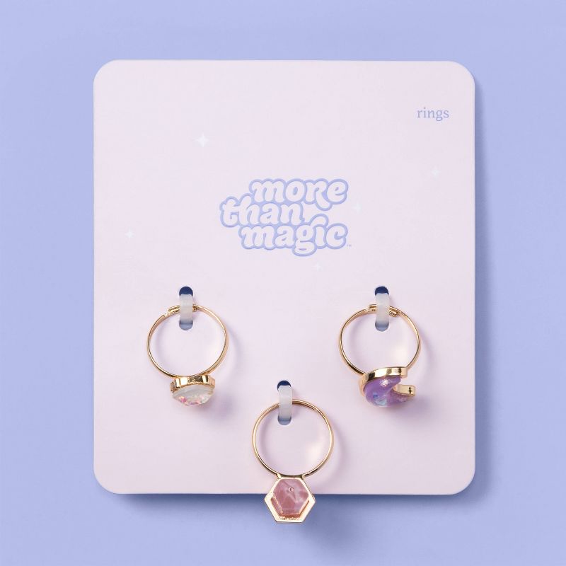 Girls' 3pk Diamond and Shard Ring Set - More Than Magic™
