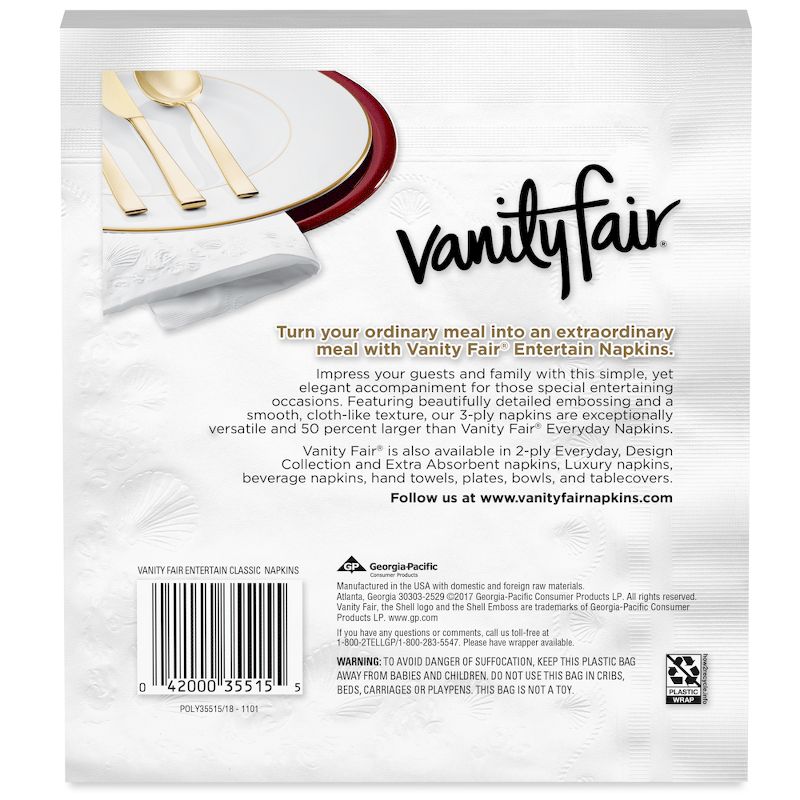 Vanity Fair Entertain White Napkins - 40ct