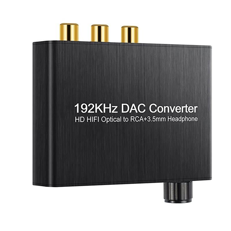 192kHz Digital to Analog Audio Converter Support Dolby DTSAC3 51CH Digital SPDIF Coaxial Toslink to Analog Stereo RCA LR + 35mm Jack Audio Converter