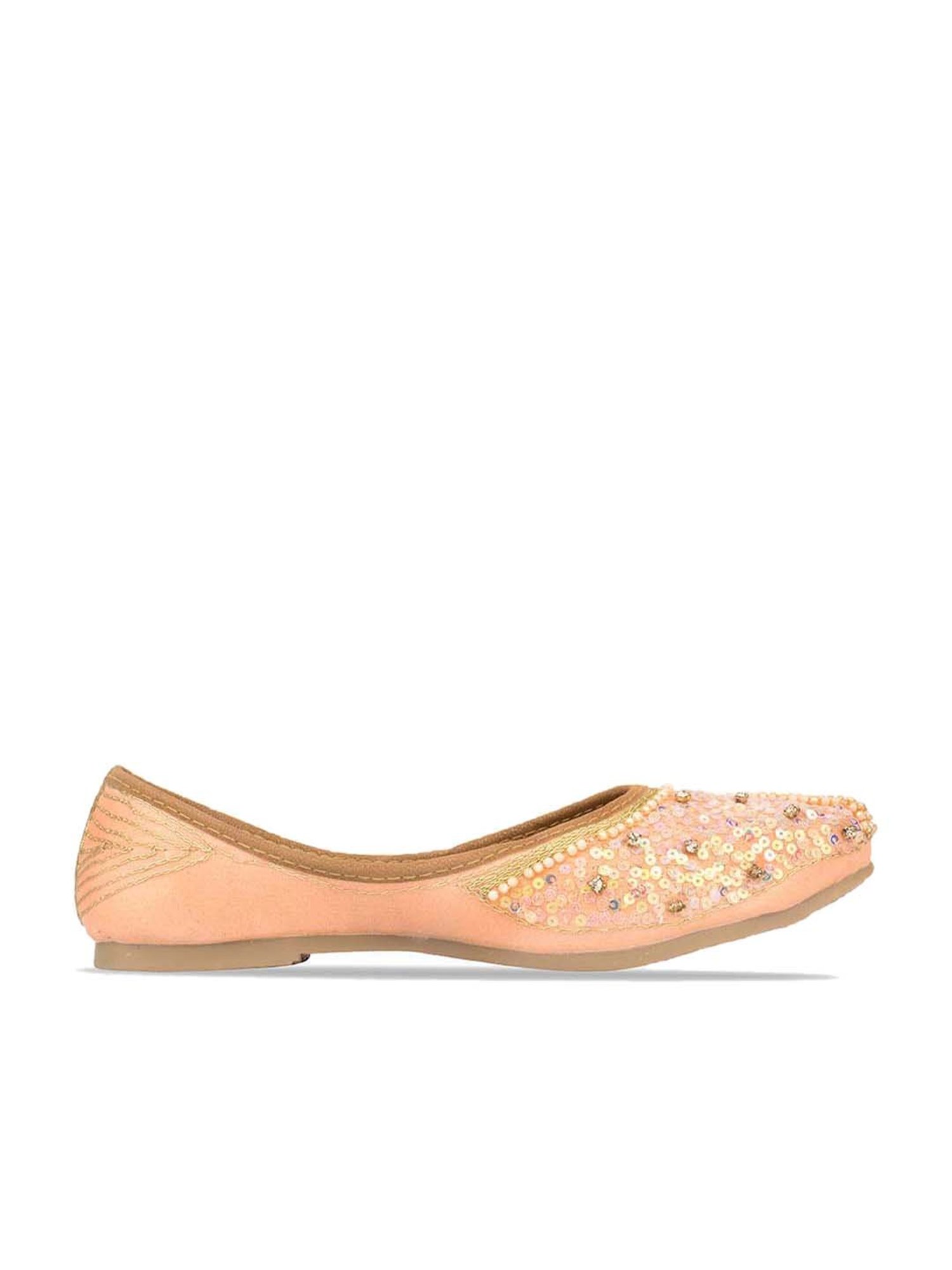 Desi Colour Women's Salmon Pink Ethnic Juttis
