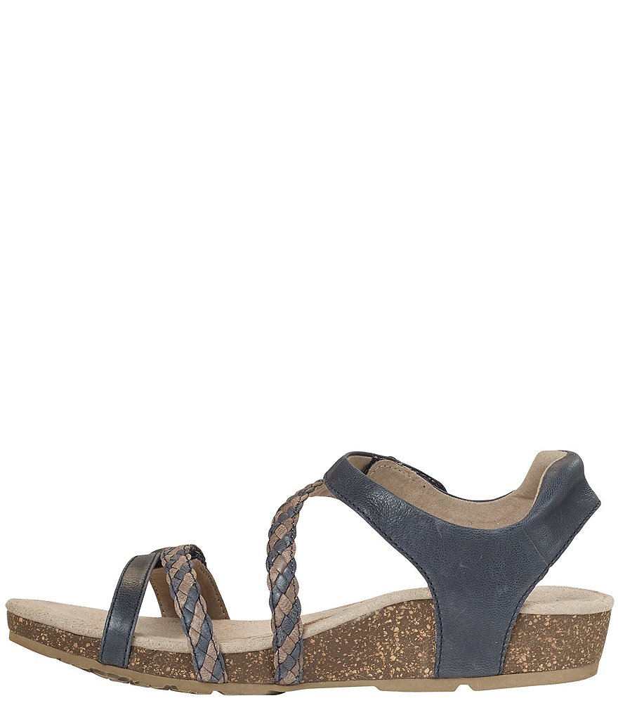 Aetrex Jillian Braided Leather Cork Wedge Sandals
