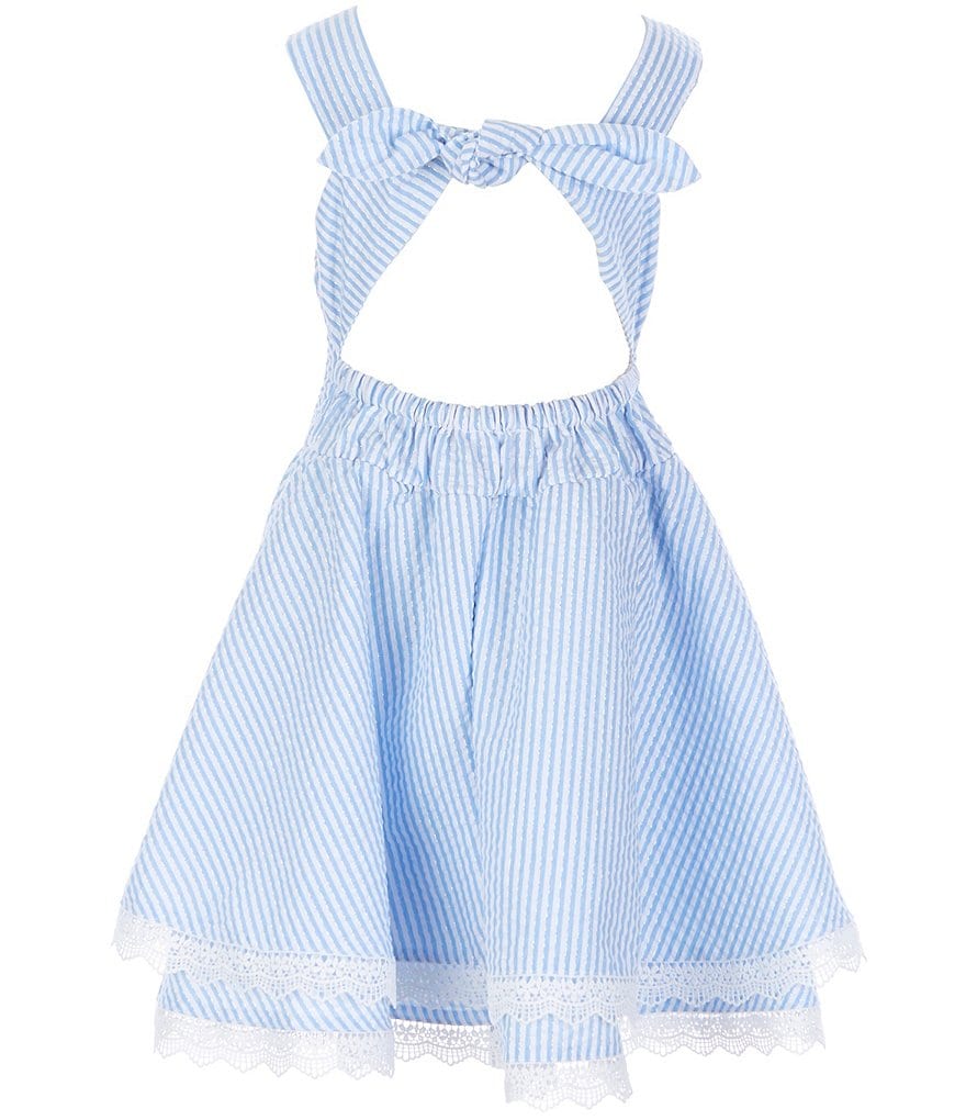 Rare Editions Little Girls 2T-6X Lace-Hem Striped Seersucker A-Line Dress