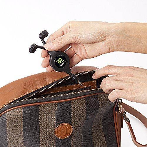 ReTrak Retractable Stereo Earphones, Black (ETAUDIOBUD)