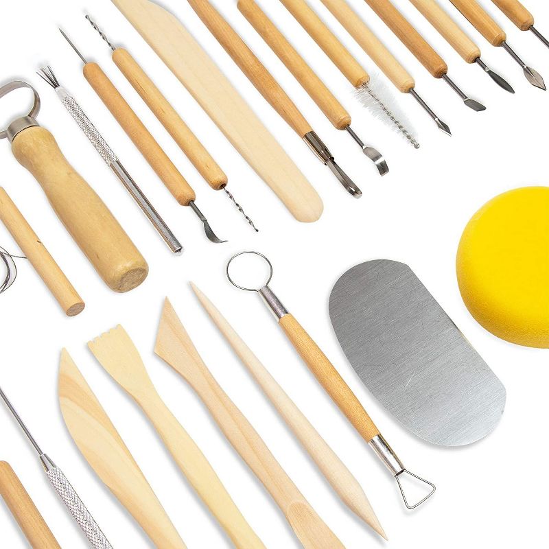 Bright Creations 24 Pieces Pottery and Clay Sculpting Tools for Arts and Crafts