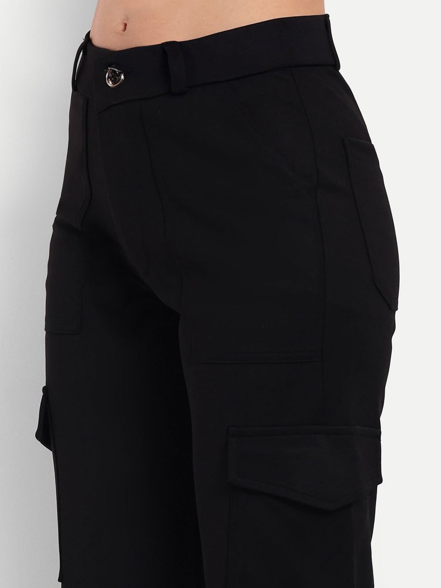 Broadstar Black Straight Fit High Rise Cargos