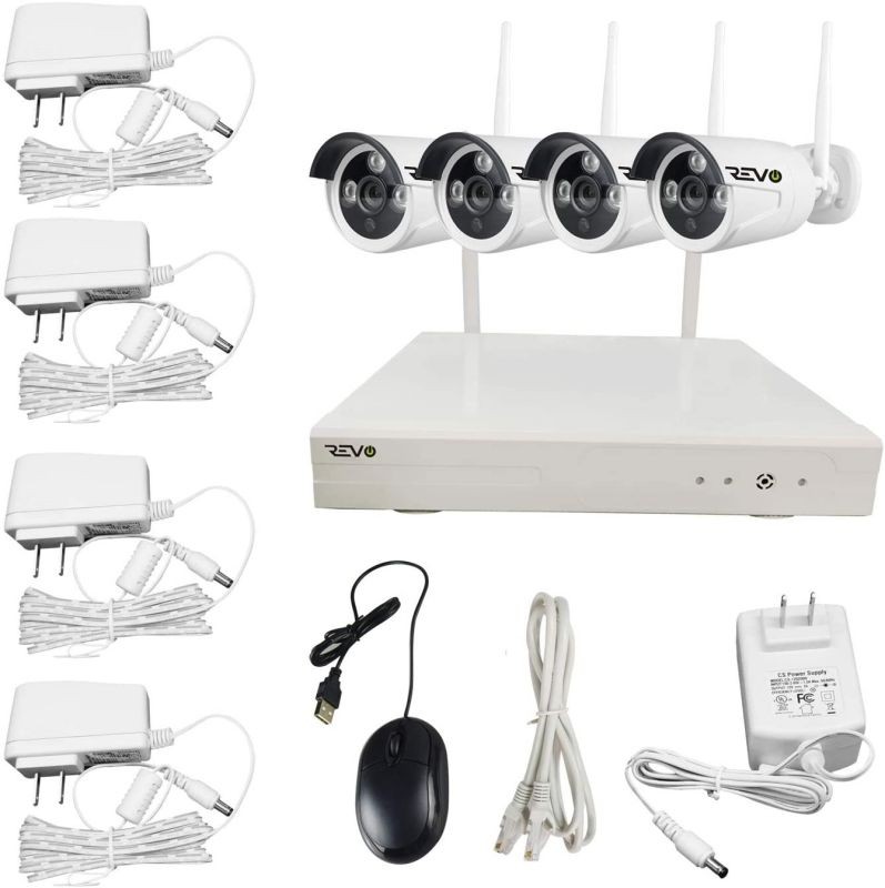 Revo America Wireless 4 Ch. NVR Surveillance System with 4 HD Wireless Bullet Cameras