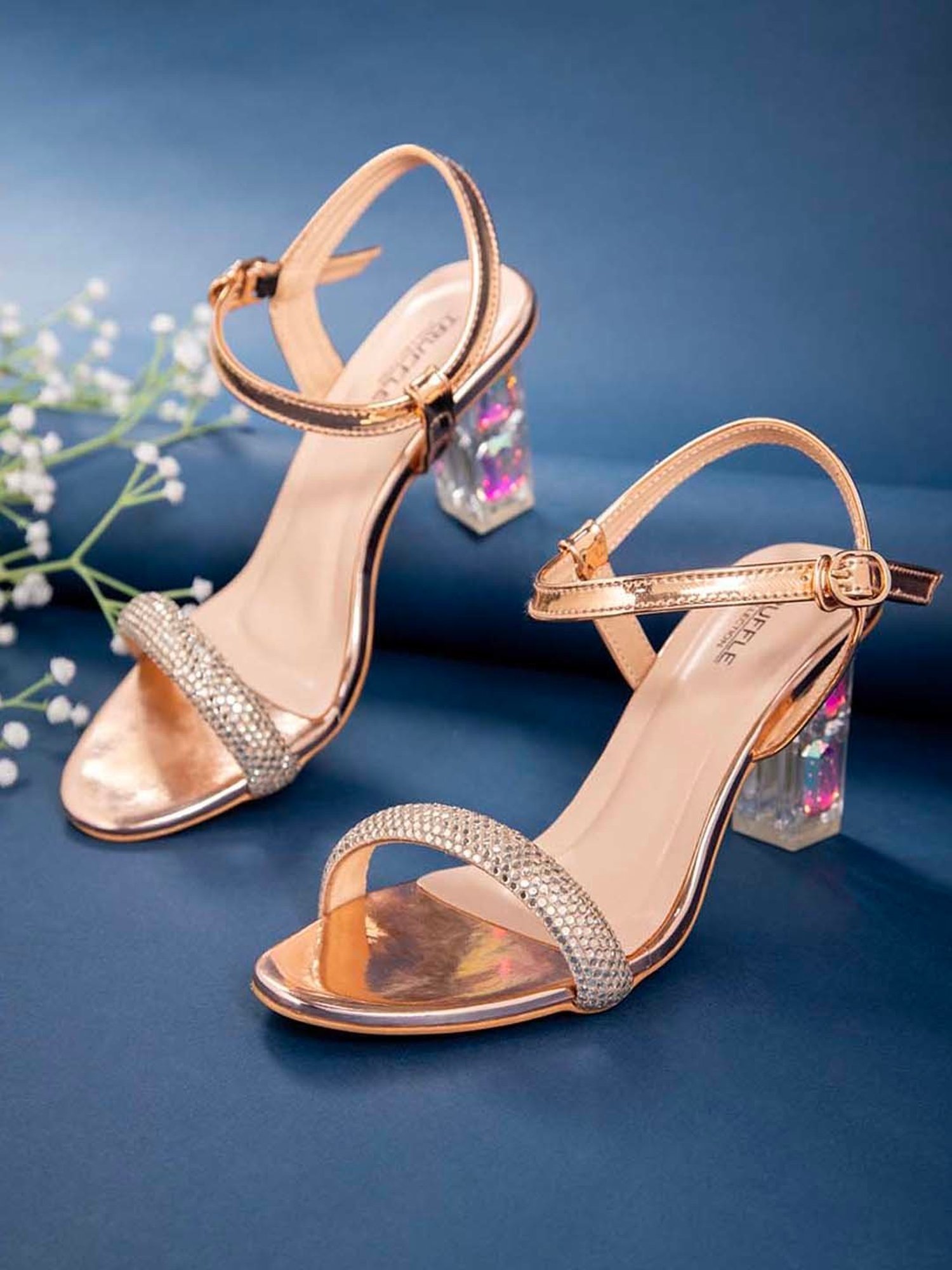 Truffle Collection Women's Rose Gold Ankle Strap Sandals