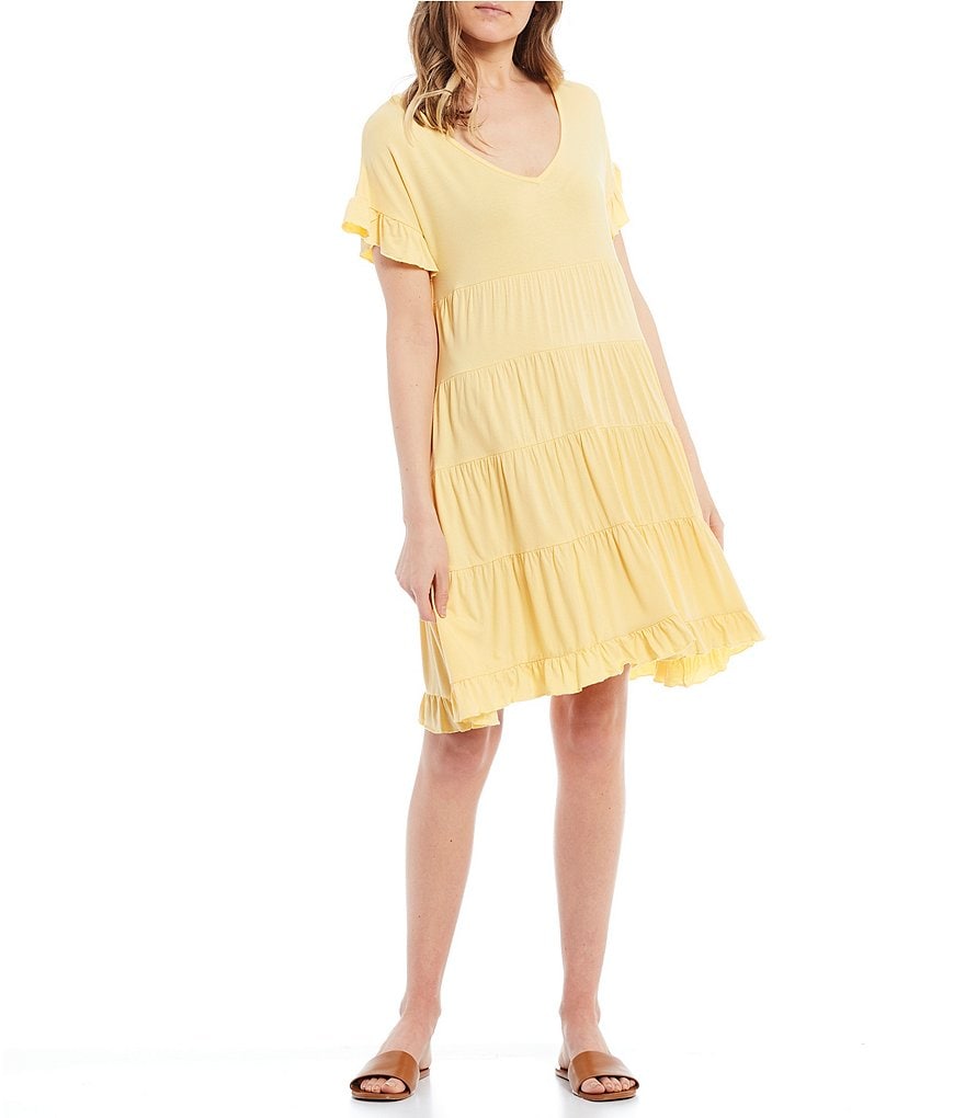 Angie Short Sleeve Tiered Babydoll Dress