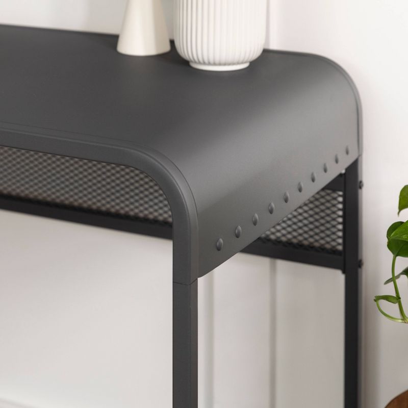 Urban Industrial Metal Curved Top Writing Desk Gray - Saracina Home