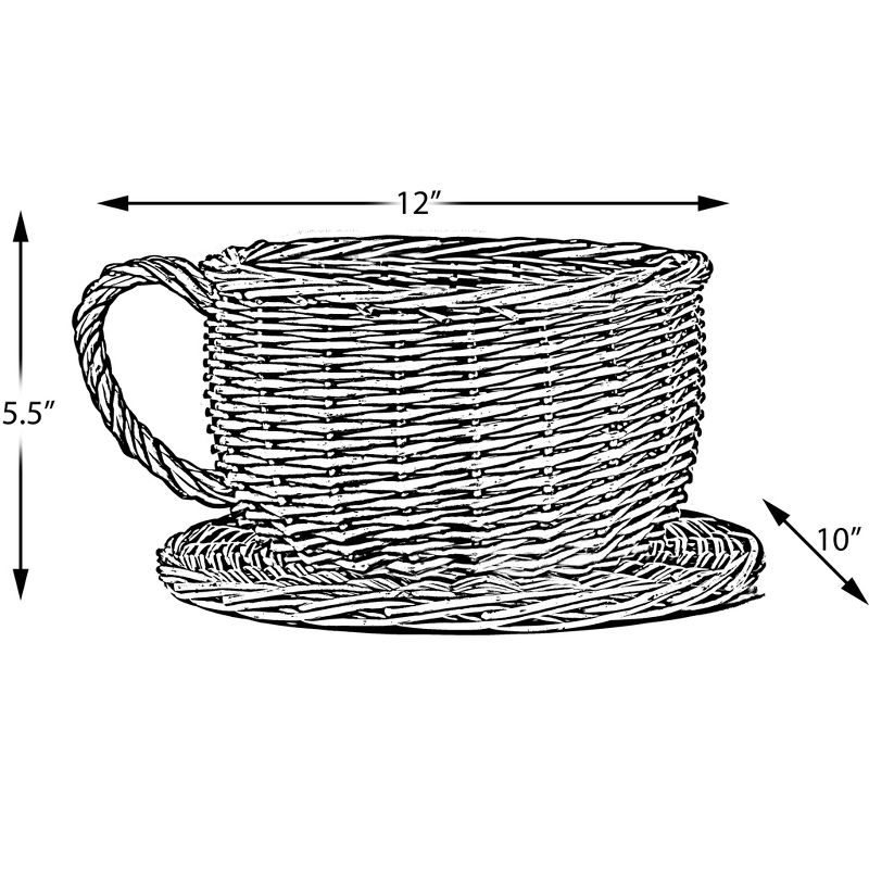 Vintiquewise Wicker Saucer Coffee Mug Cup Decorative Gift Basket Desk Organizer