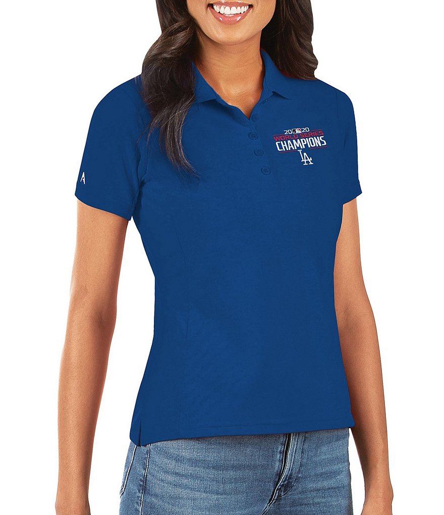 Antigua Women's MLB Los Angeles Dodgers 2020 World Series Champions Legacy Pique Short-Sleeve Polo Shirt