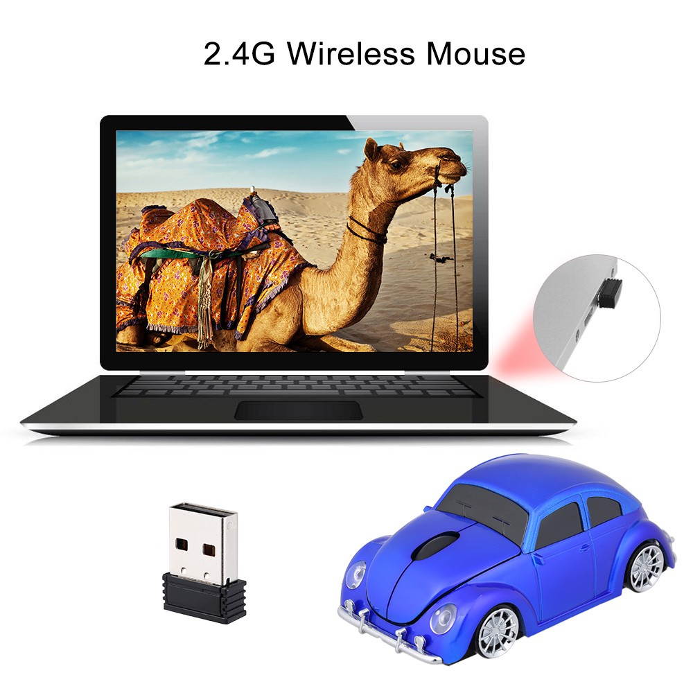 2.4G Wireless Car Mouse USB Computer Mice Car Shape 1000 DPI with LED Light Receiver for PC Laptop