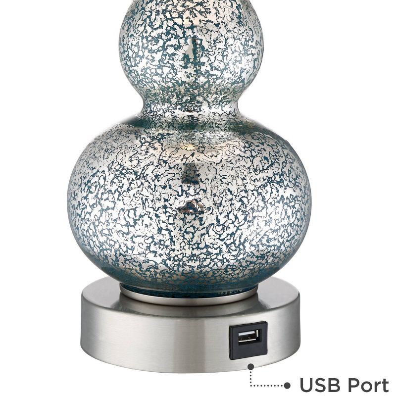 360 Lighting Castine Turquoise Glass Blue Softback USB Table Lamps Set of 2
