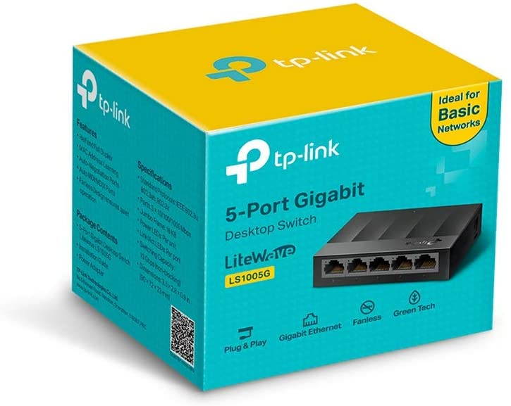 Litewave 5 Port Gigabit Ethernet Switch | Desktop Ethernet Splitter | Plastic Case | Unshielded Network Switch | Plug & Play | Fanless Quiet | Unmanaged (LS1005G)
