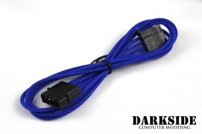 Darkside 4-Pin MOLEX 12" (30cm) HSL Single Braid Extension Cable - Blue UV (DS-0109)