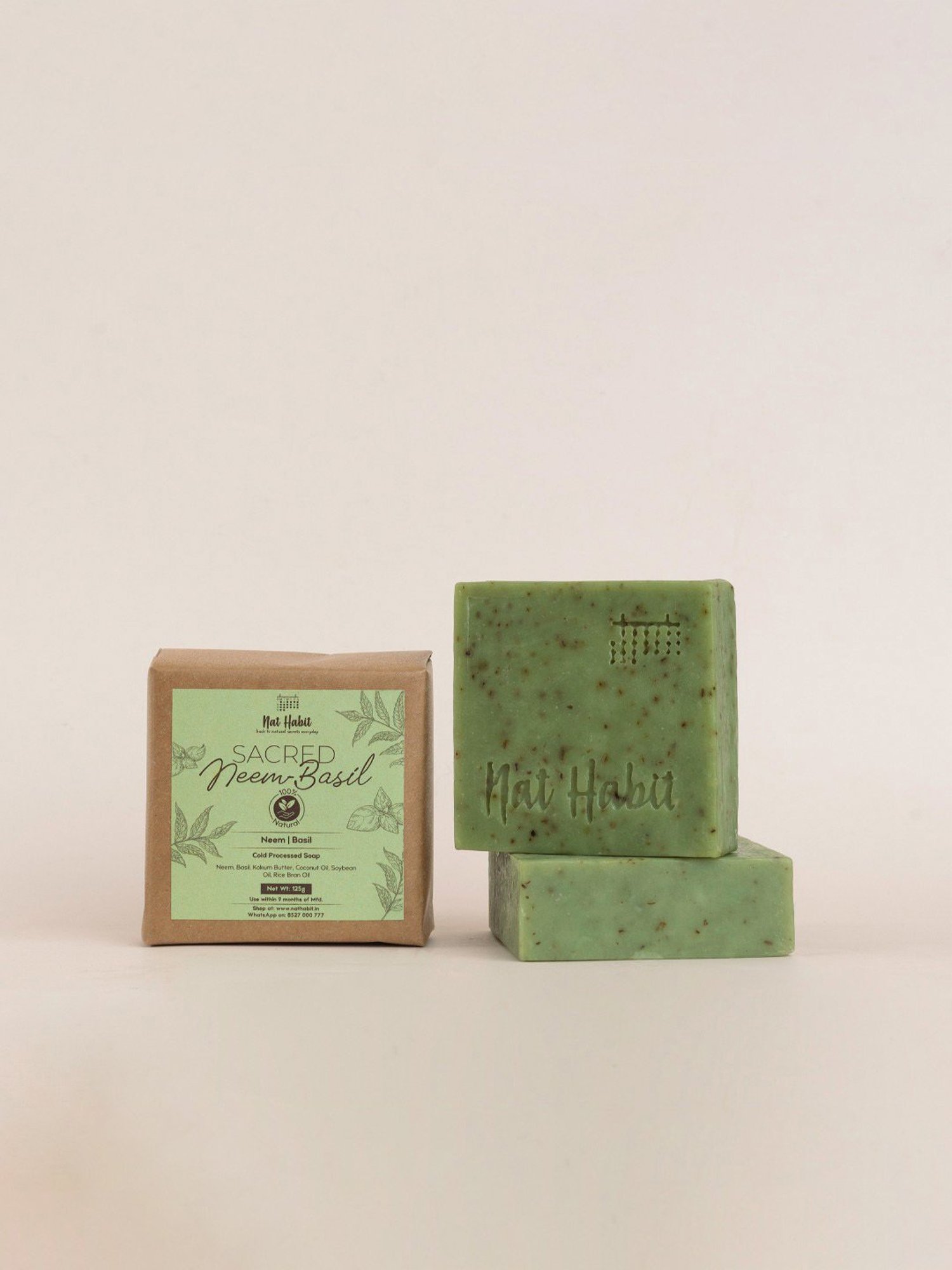Nat Habit Sacred Neem-Basil & Healing Turmeric-Oats Cold Processed Butter Soap Combo