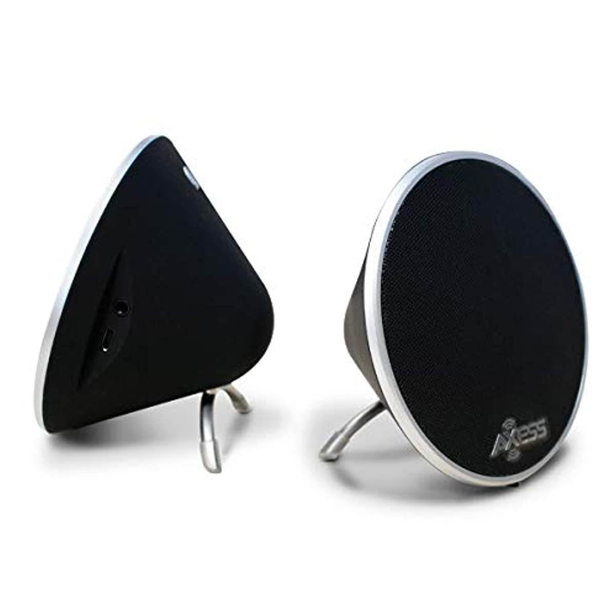 AXESS SPBP4401 Mono Wireless Bluetooth Cone Speaker with Pairing Capabilities, 2 Pack in Black