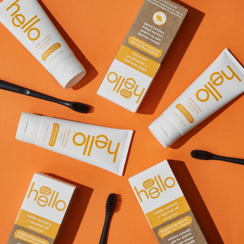 hello Brightening Booster White Turmeric Natural Mint Fluoride Free Toothpaste - 4oz