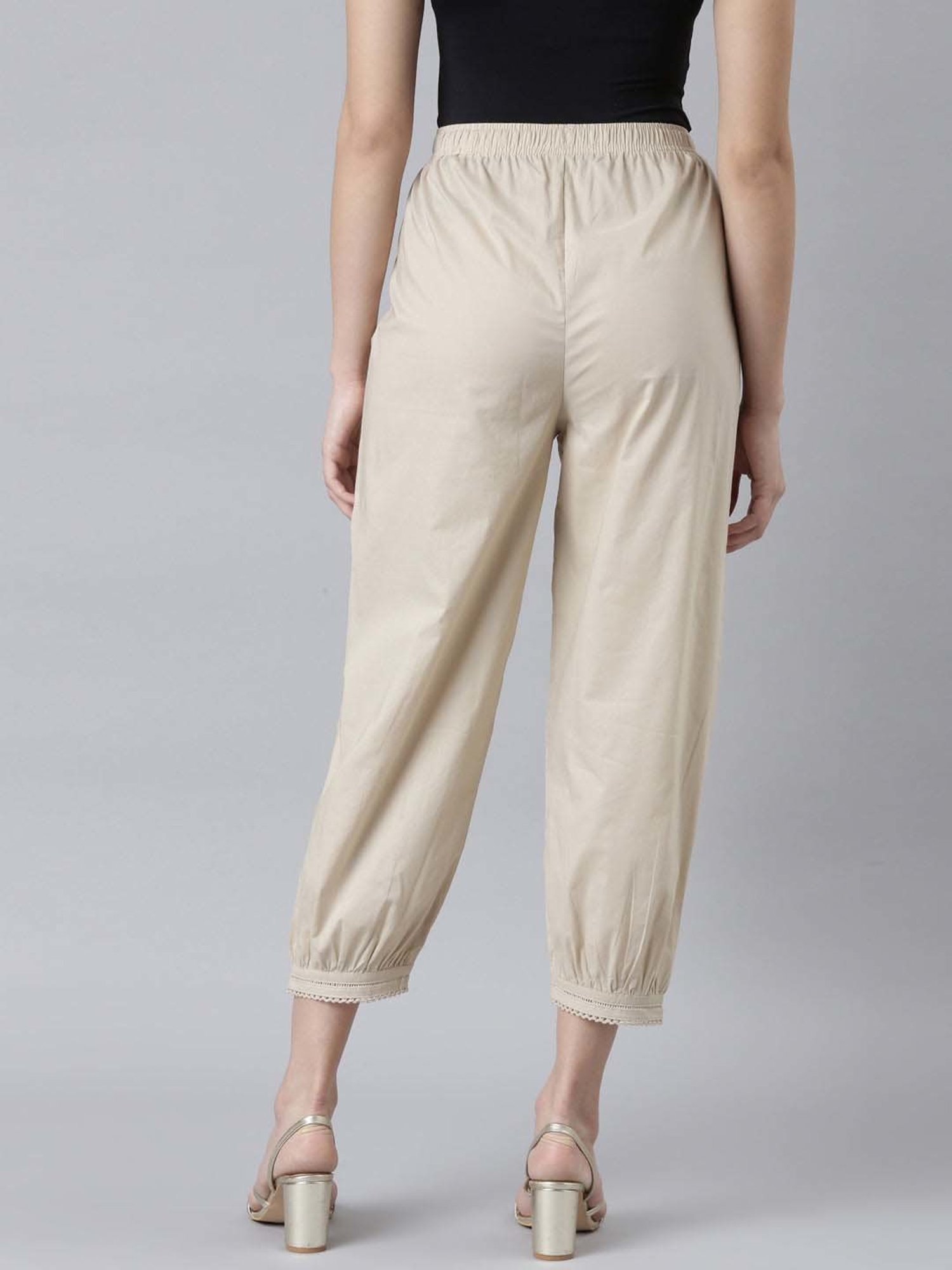 Go Colors! Beige Cotton Cropped Salwar