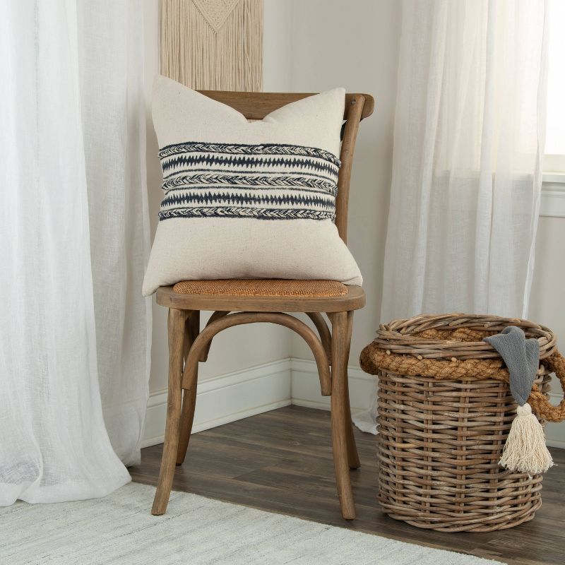 20"x20" Oversize Panel and Striped Polyester Filled Square Throw Pillow Charcoal - Donny Osmond Home