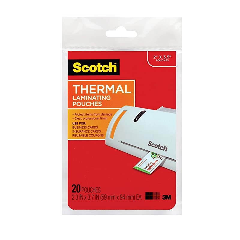 Thermal Laminating Pouches, 5 Mil Thick for Extra Protection, Professional Quality, 2.3 x 3.7-Inches, 20-Pack (TP5851-20)