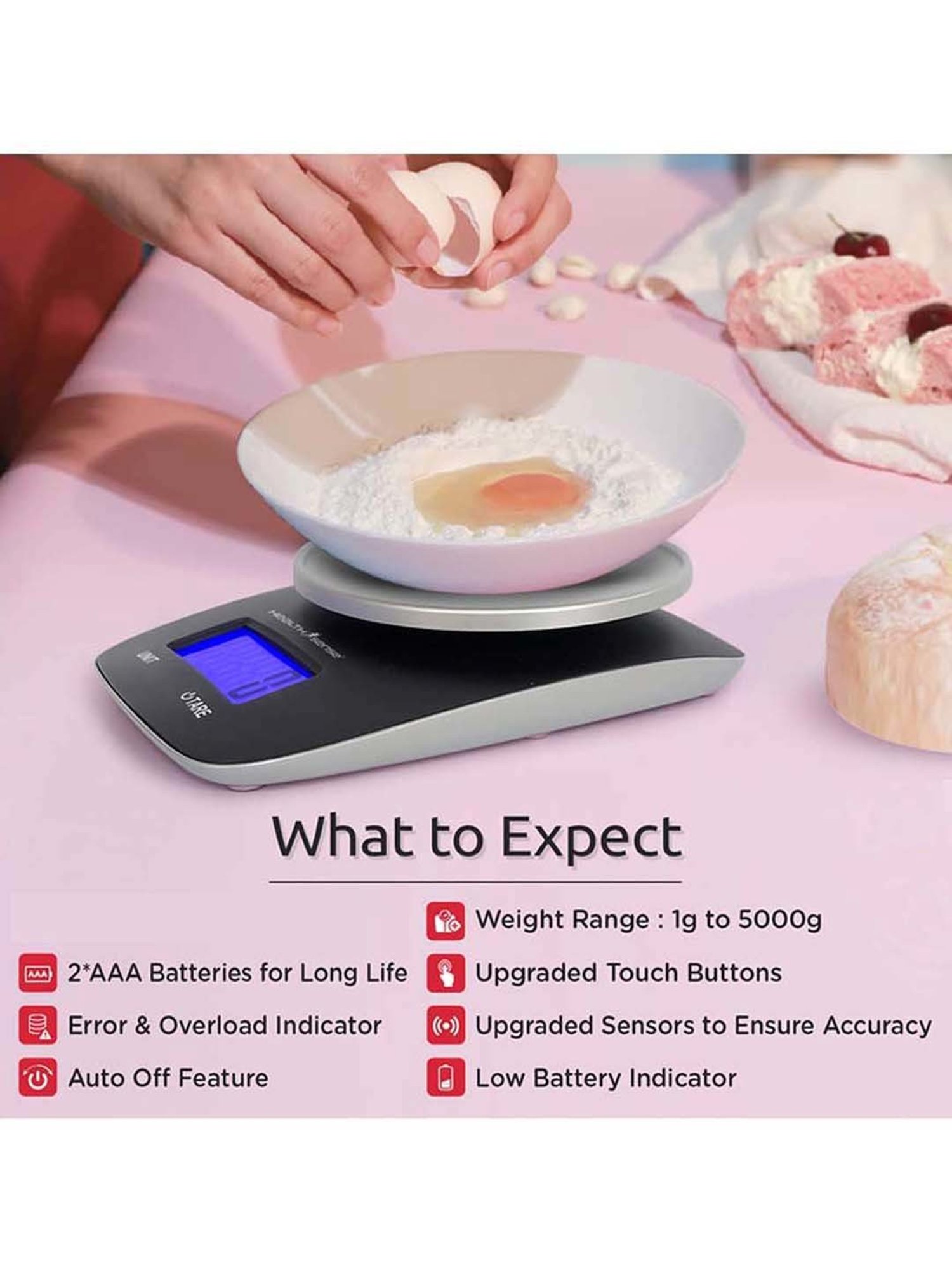 HealthSense Chef-Mate KS-33 Digital Kitchen Weighing Scale (Black)