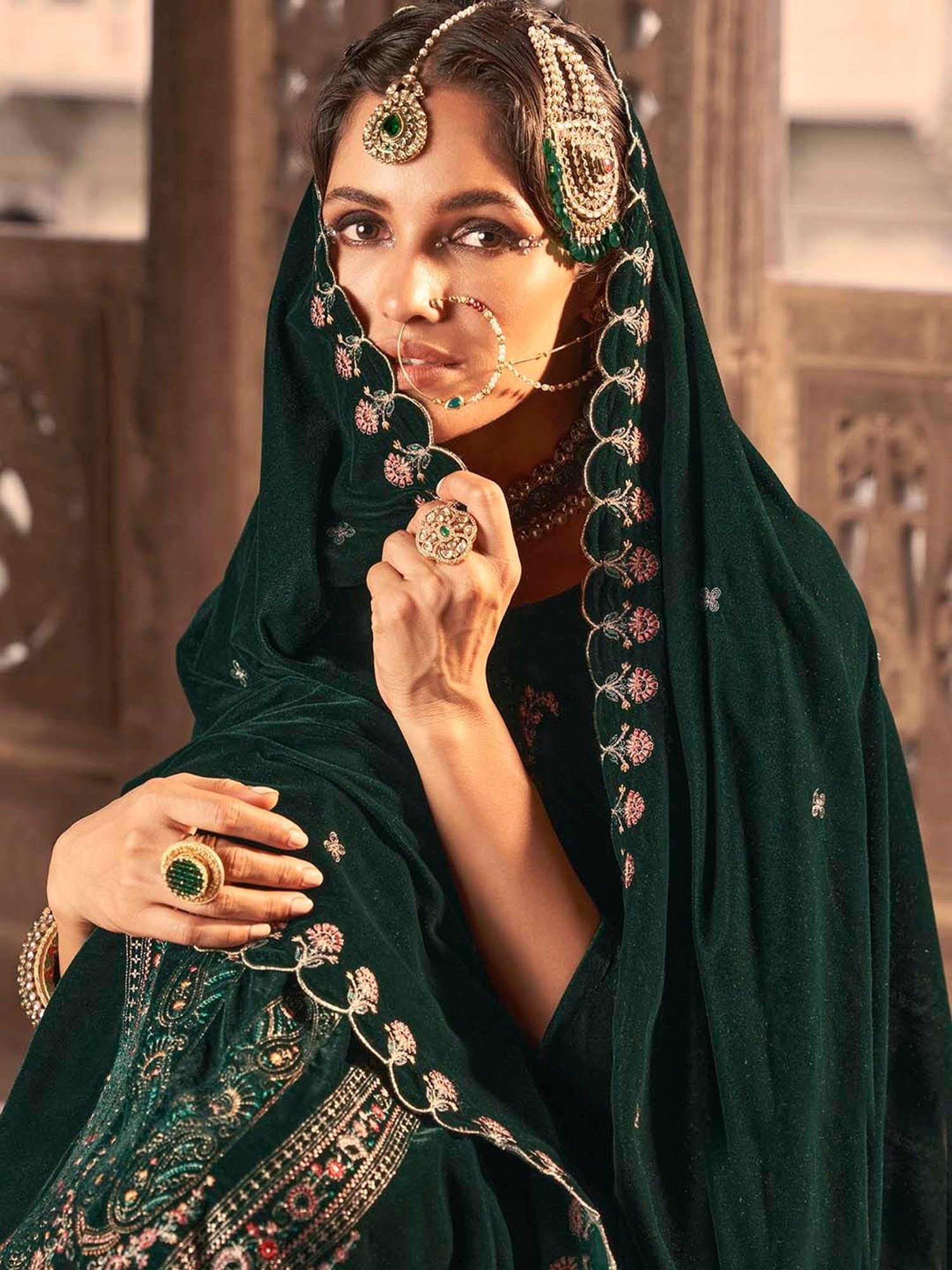 Stylee LIFESTYLE Green Embroidered Unstitiched Dress Material