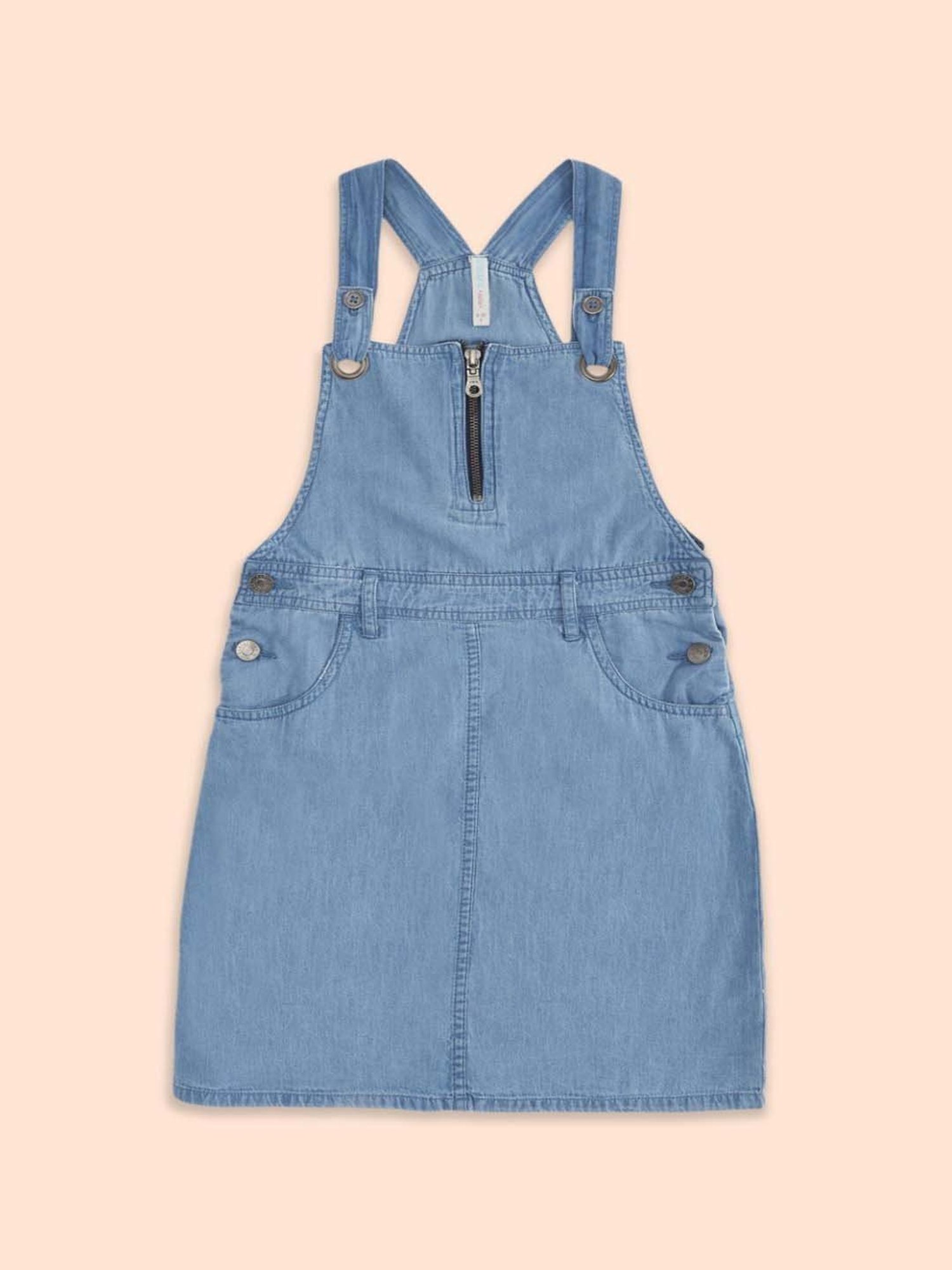 Pantaloons Junior Kids Blue Cotton Regular Fit Pinafore Dress